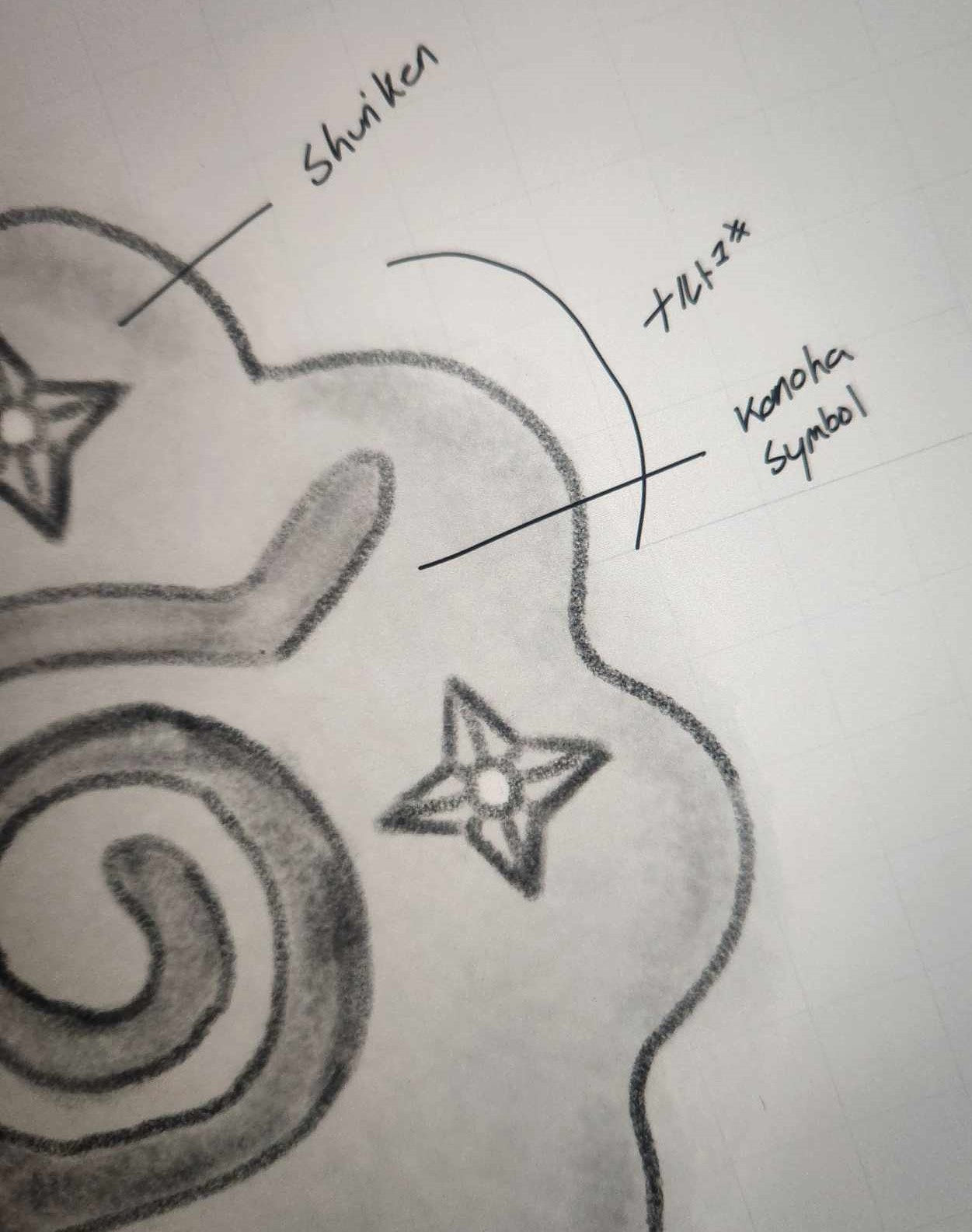 Naruto hidden leaf fishcake charm drawing